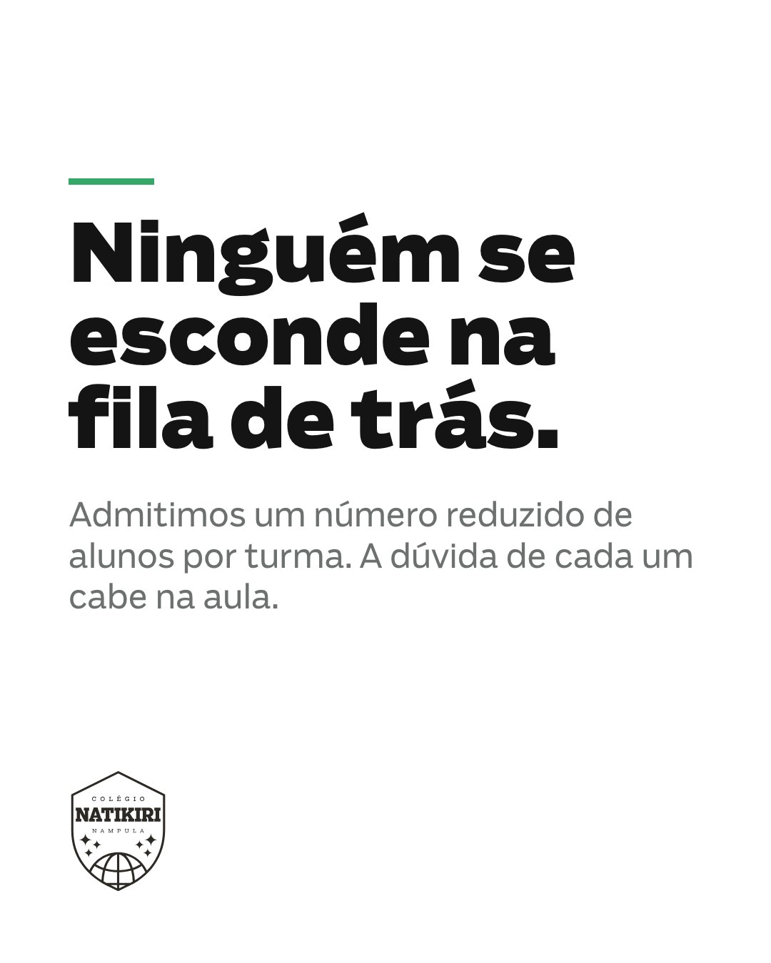 Publicação do Colégio Natikiri sobre o número máximo de alunos por turma